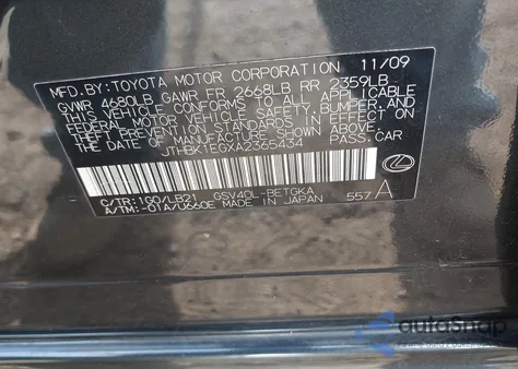 2010 Lexus Es 350 z USA, uszkodzony, nr VIN JTHBK1EGXA2365434